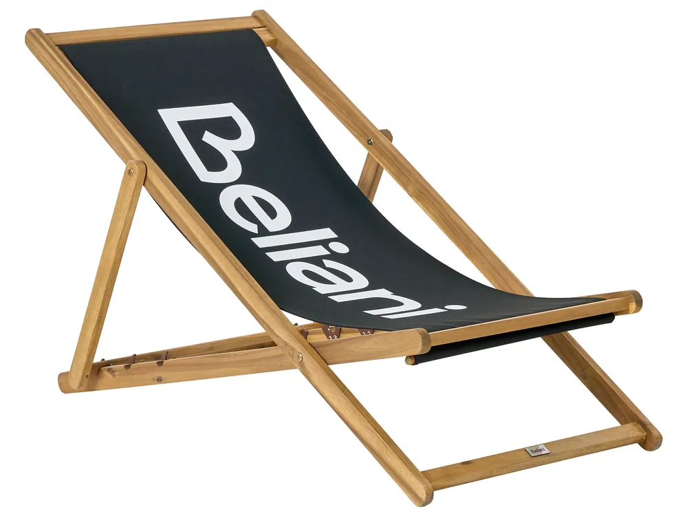 Folding Deck Chair ANZIO Acacia Wood Black - Beliani.co.uk
