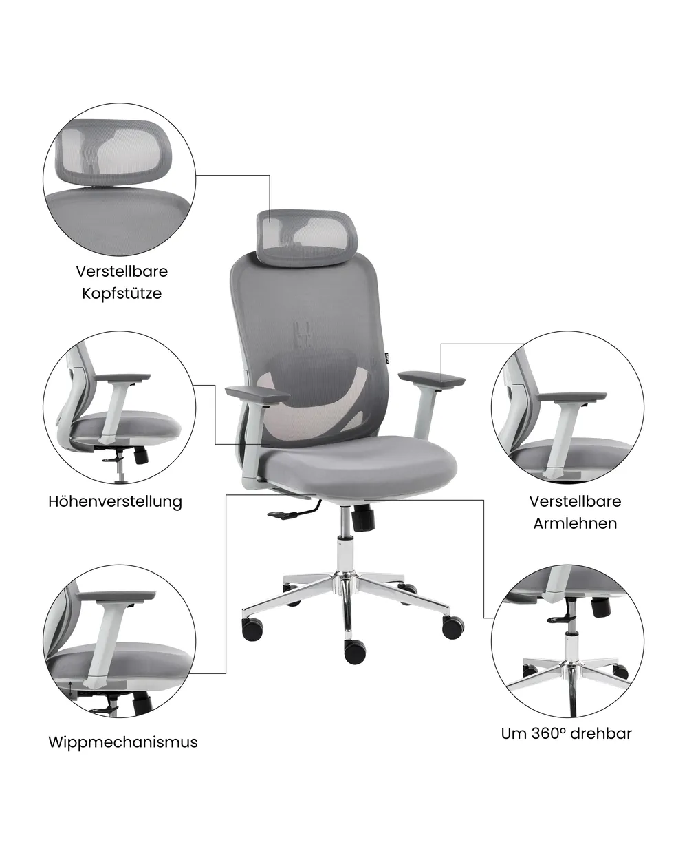 Bürostuhl ERVIONE Grau_1071082