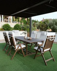 Salle à manger de jardin 6 places AMANTEA PREMIUM Acacia Blanc cassé_1151735