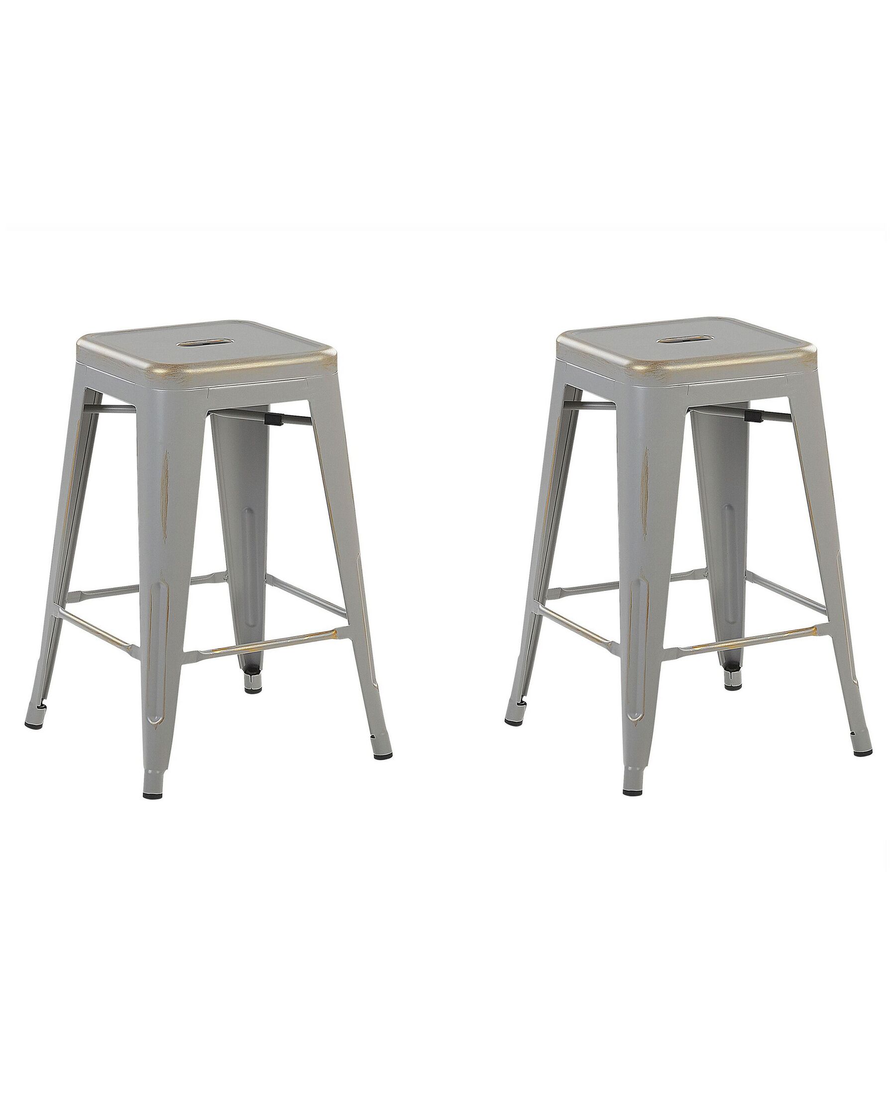 Set of 2 Steel Stools 60 cm Silver with Gold CABRILLO_763294