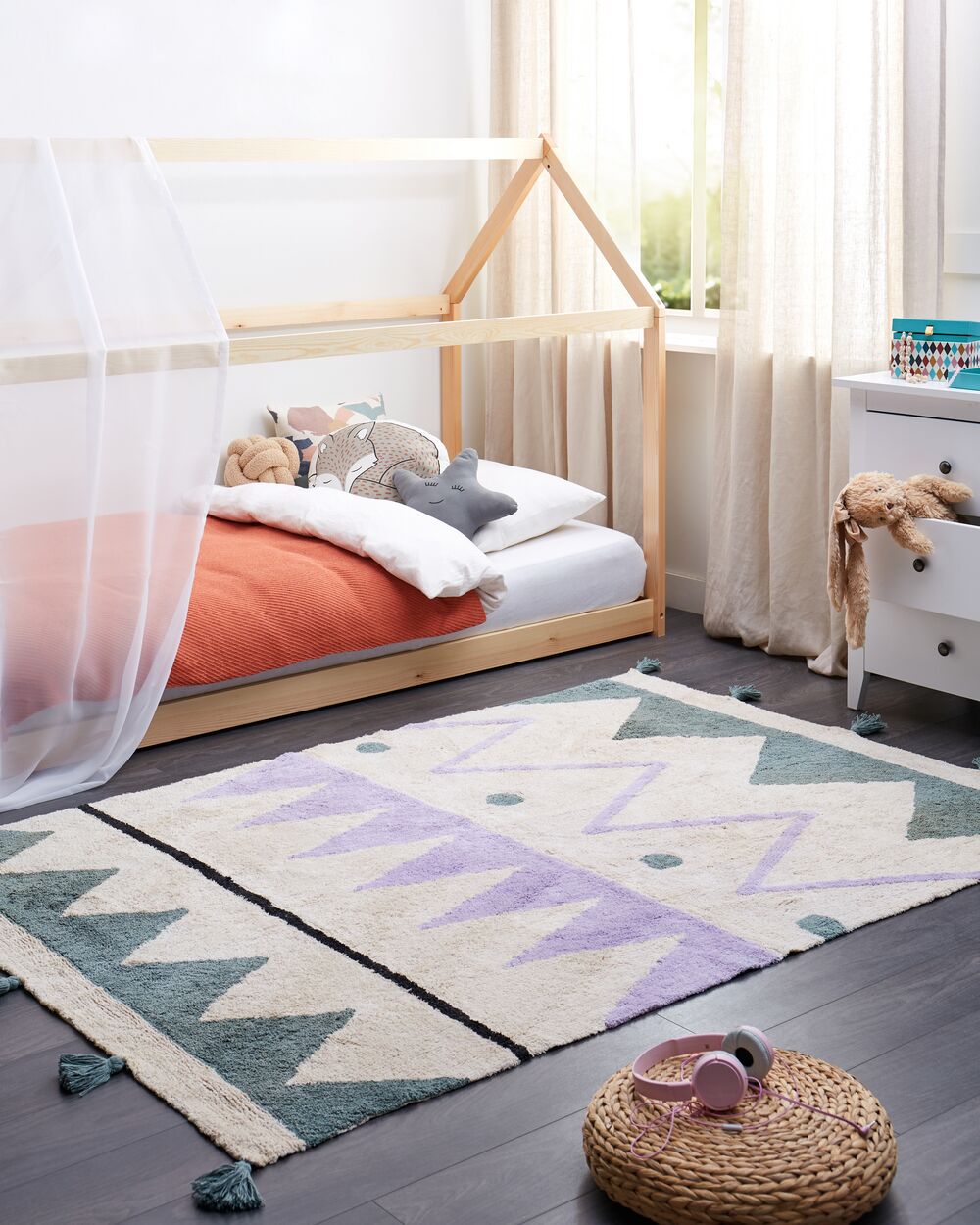 Kids Rug DARDERE Yellow 140 x 200 cm Cotton | Beliani.co.uk