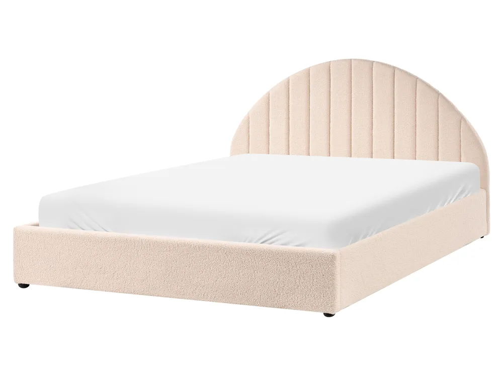 Ottoman Bed CHADENET Boucle Light Beige 160 x 200 cm (EU King Size)_1151081