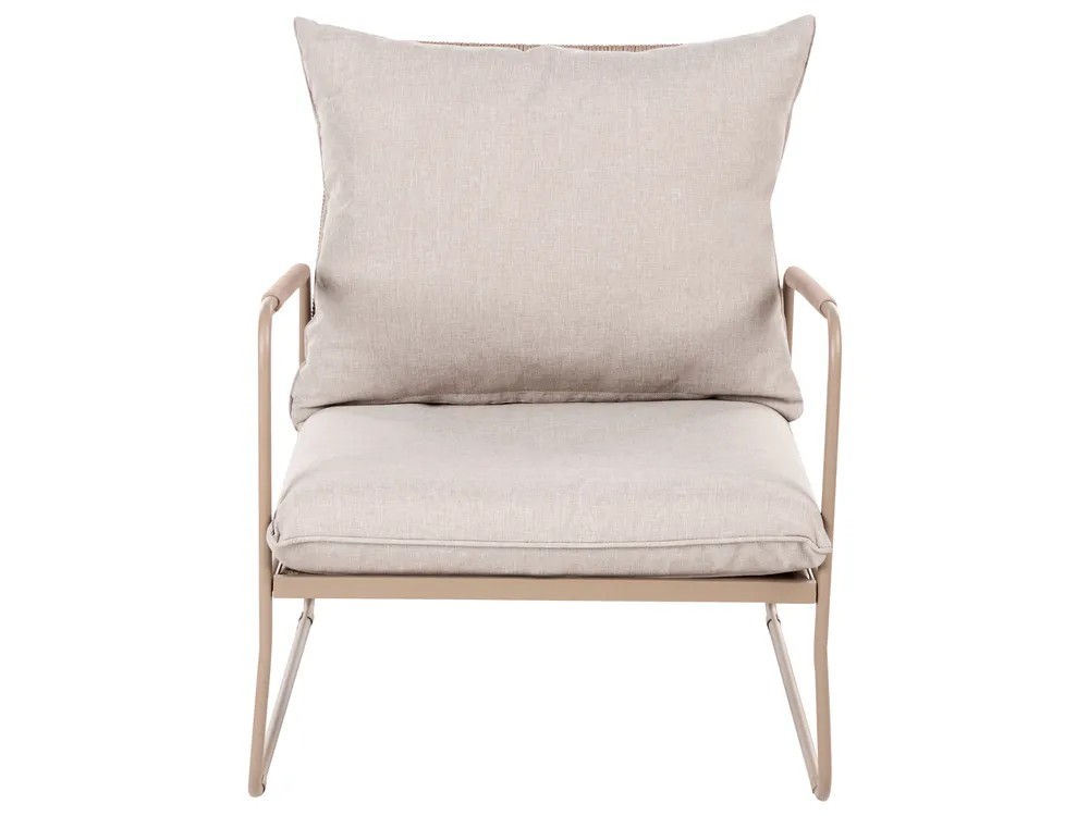 Garden Lounge Set with Table 4 Seater ACCEGLIO Metal Beige_1090948
