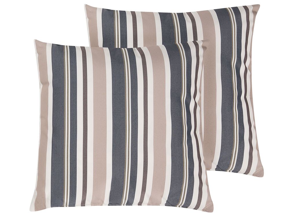 Set of 2 Outdoor Cushions 40 x 40 cm Blue and Beige KASTOS Beliani