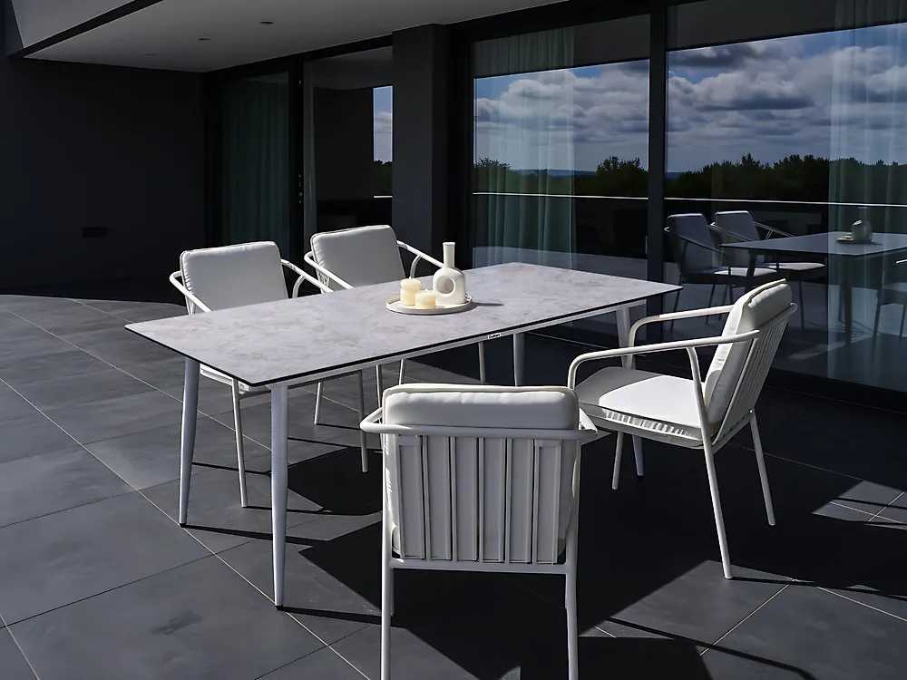 Tavolo da pranzo da giardino TOLENTINO 180 cm 90 cm Effetto pietra Grigio chiaro_1174415