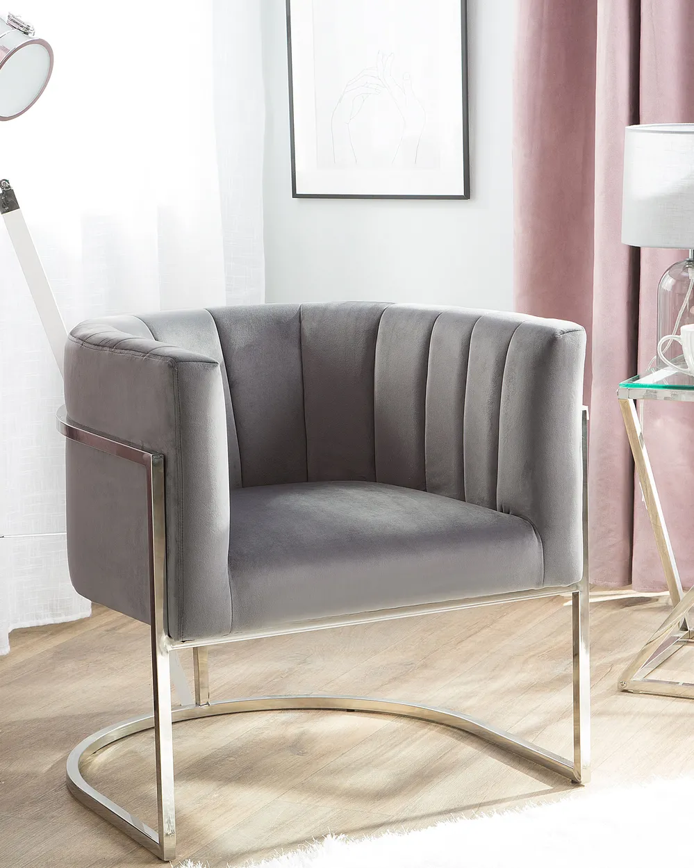 Armchair LARVIK Velvet Grey - Main Image