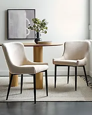 Set of 2 Dining Chairs EVERLY Fabric Light Beige_1183731