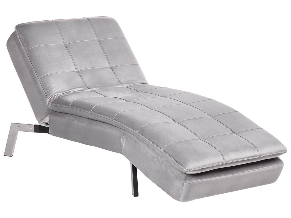 Velvet Chaise Lounge Light Grey LOIRET Beliani