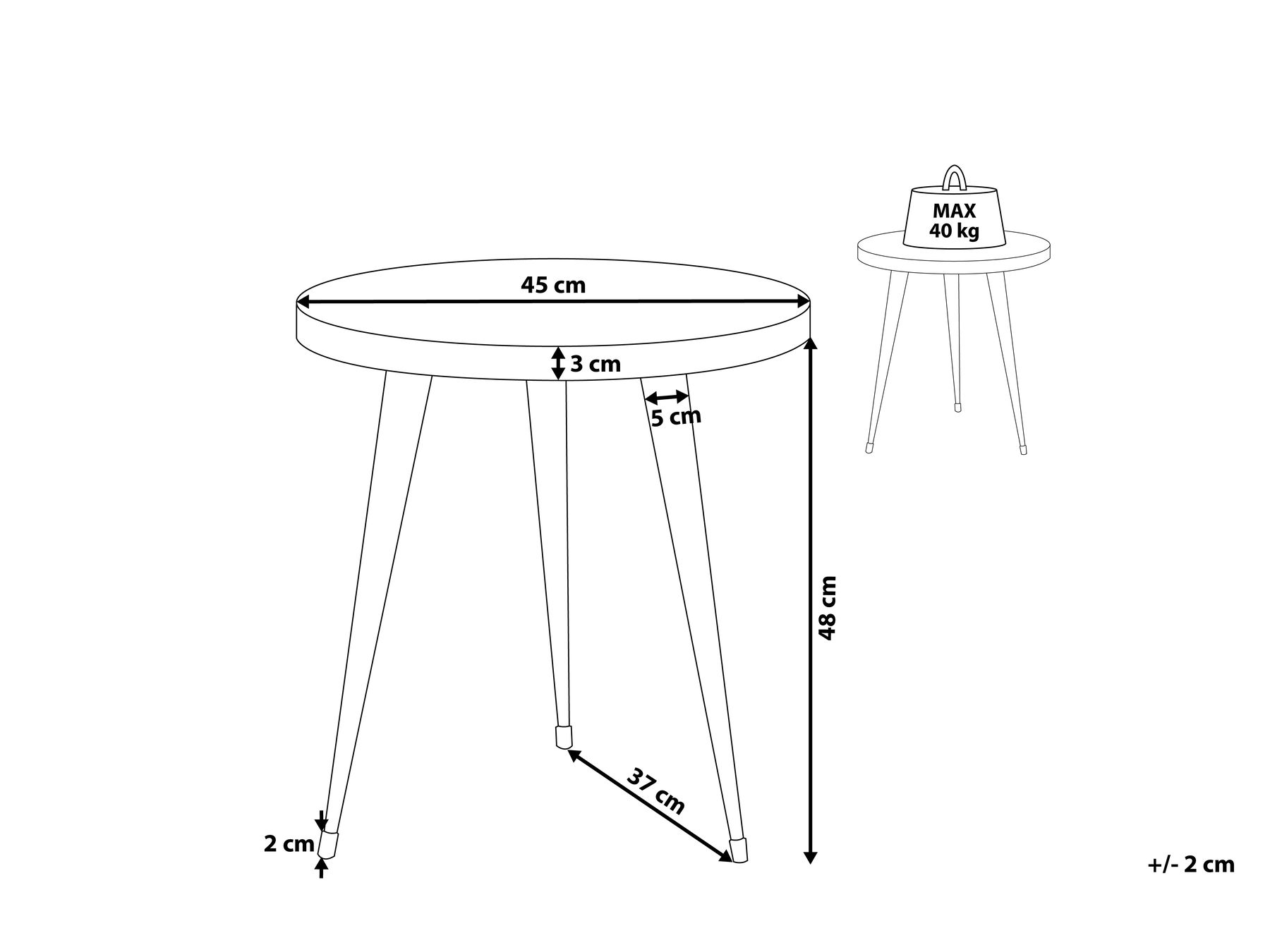 Side Table DETAH Teak Wood Dark Brown_815096