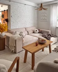 Modular Corner Sofa 3 Seater HELLNAR Velvet Light Beige Left Hand_1177599