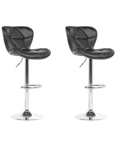 Sada 2 barových otočných stoličiek z umelej kože čierna VALETTA