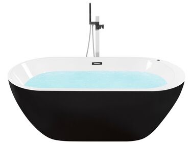 Freestanding Whirlpool Bath with LED 1700 x 800 mm Black NEVIS