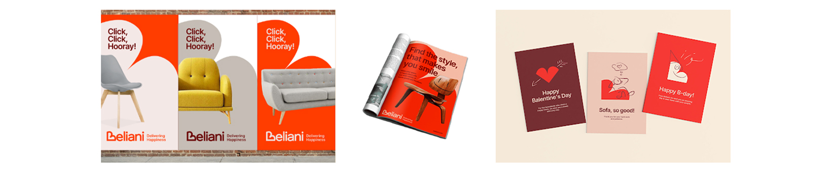 Beliani brand identity applied across advertising