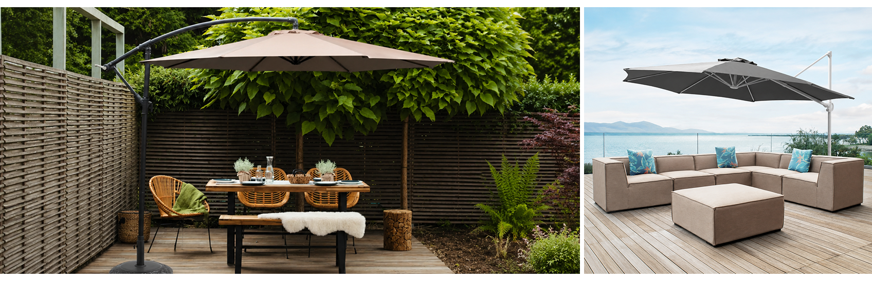 image showing cantilever parasols in the garden
