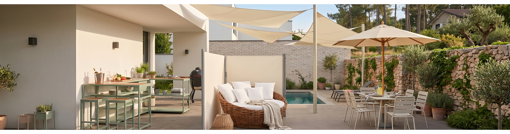 image showing different types of outdoor shade sails