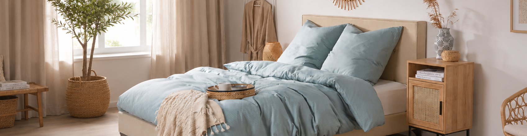 image showing bed arrangement with the focus on the duvet cover