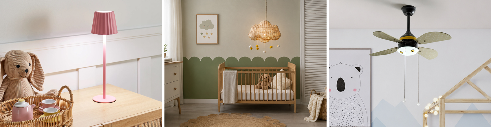image showing 3 different lighting ideas in kids room