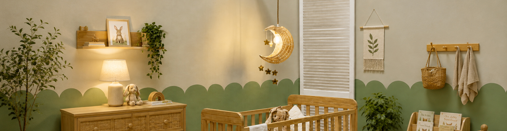 banner showing table lamp and pendant lamp in kids room