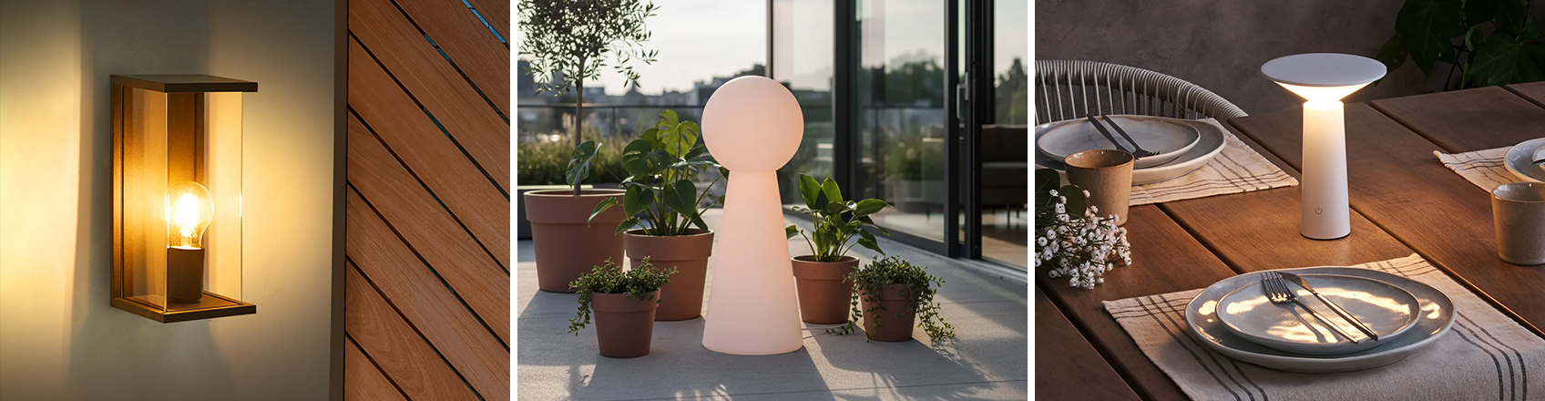 image showing 3 different outdoor lighting ideas