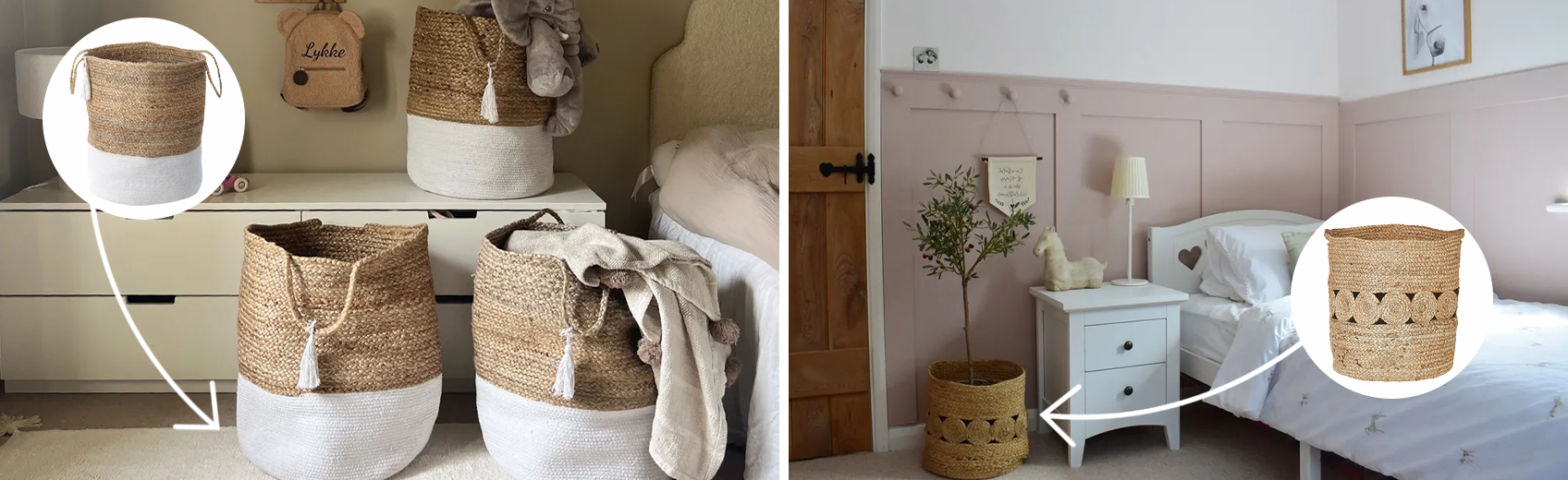 Casaphoria Cesto Grande In Iuta Intrecciata Con Manici, Cesto