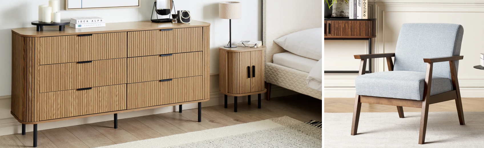 Close-up of solid wood retro furniture focusing on the sturdy wooden legs
