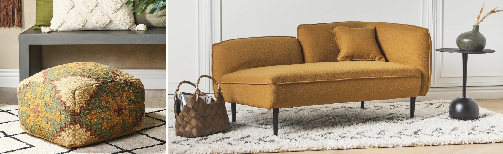 Close-up of fabric furniture showing high-quality, even seams