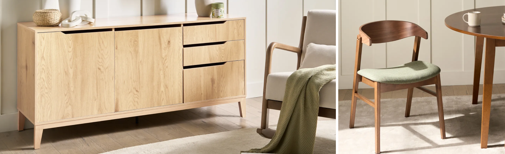Close-up of wooden furniture showing textured wood grains