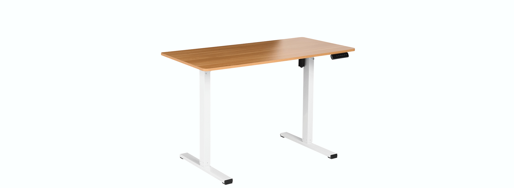 height-adjustable desk smoothly transitioning between sitting and standing positions