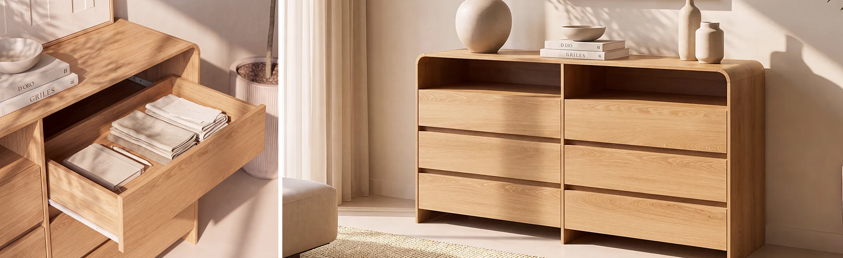 Minimalist storage furniture without visible hardware.