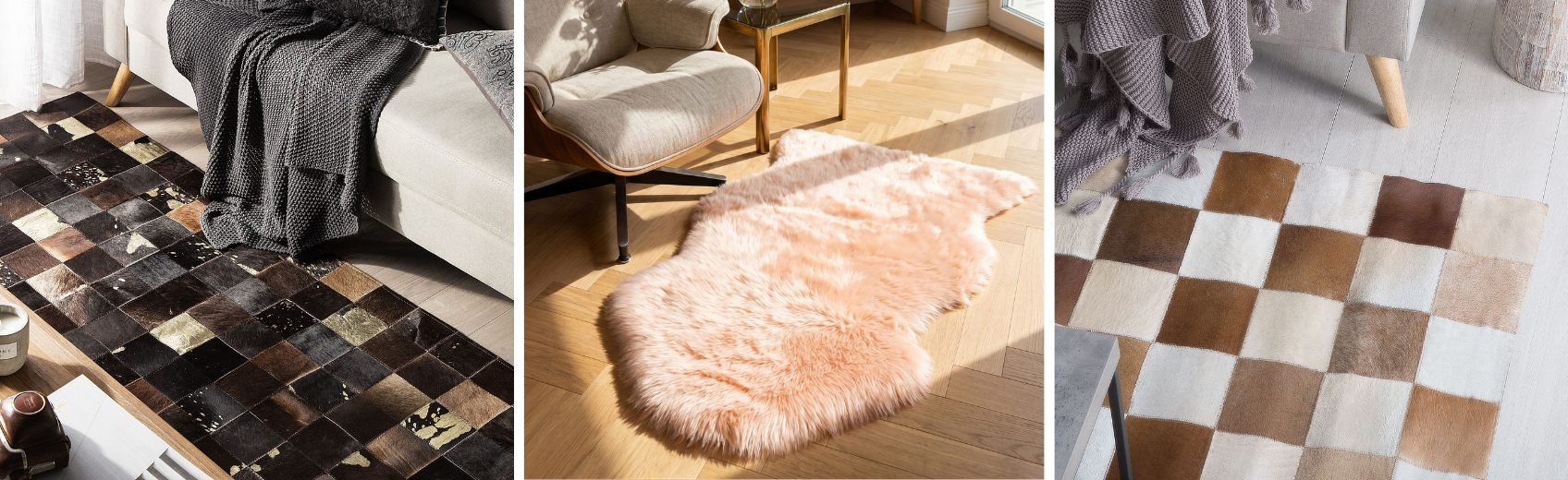leather rugs in modern surroundings