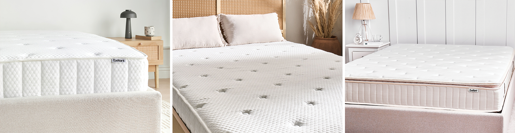 Collage showing 3 pocket springs mattresses