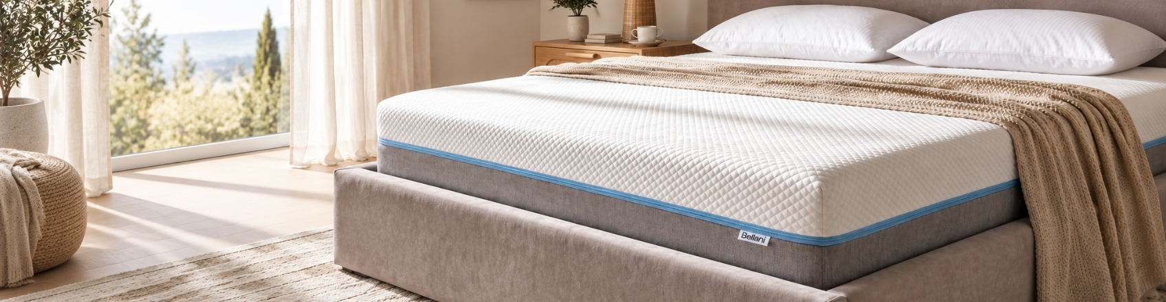 Bed mattresses in a modern bedroom