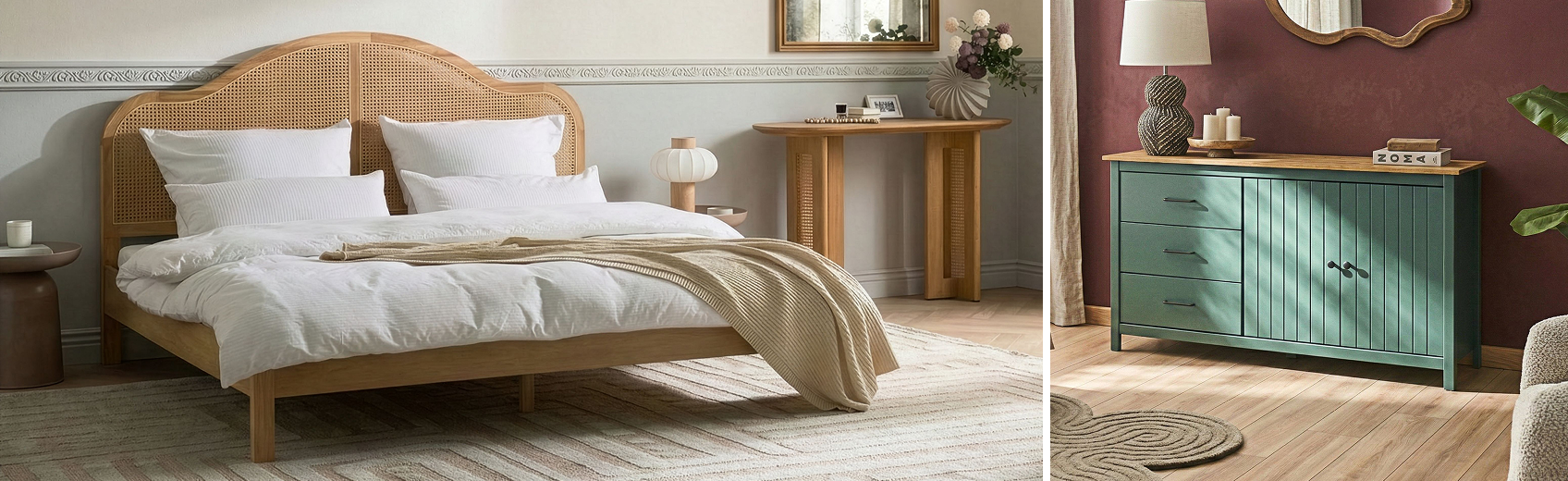 Collage with interior styling ideas in the cottage look