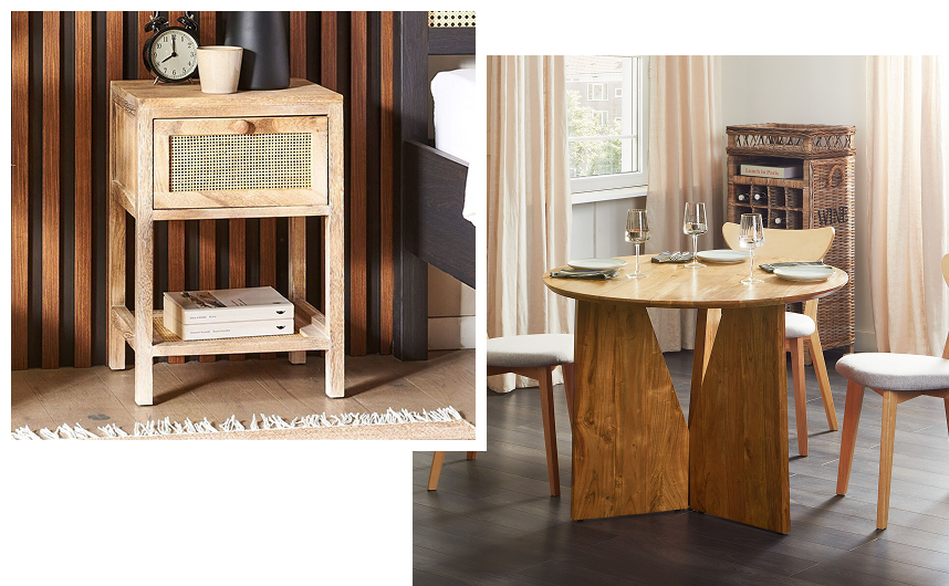 Wooden tables showcasing wood grain texture