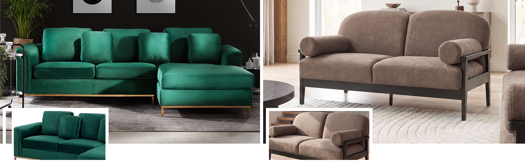 Traditional upholstered seating with deep cushions and supportive backrests