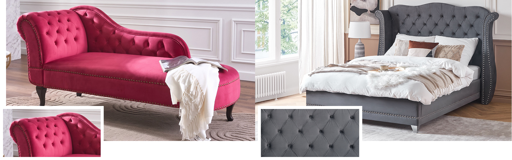 Classic furniture with carved trims and decorative detailing
