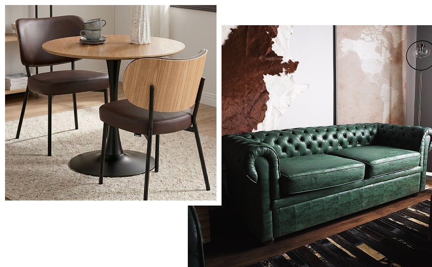 Traditional leather-look furniture and classic upholstered seating