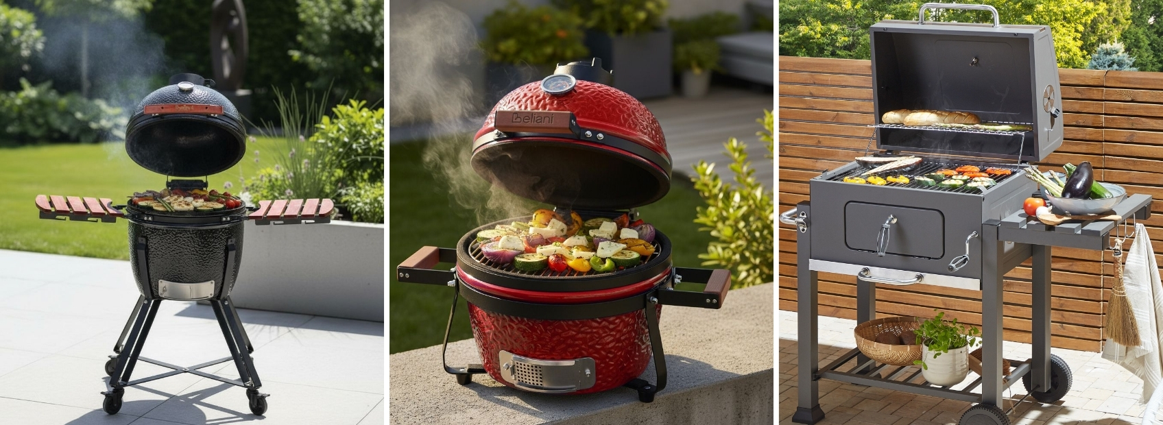 Collage with three different models of grills.