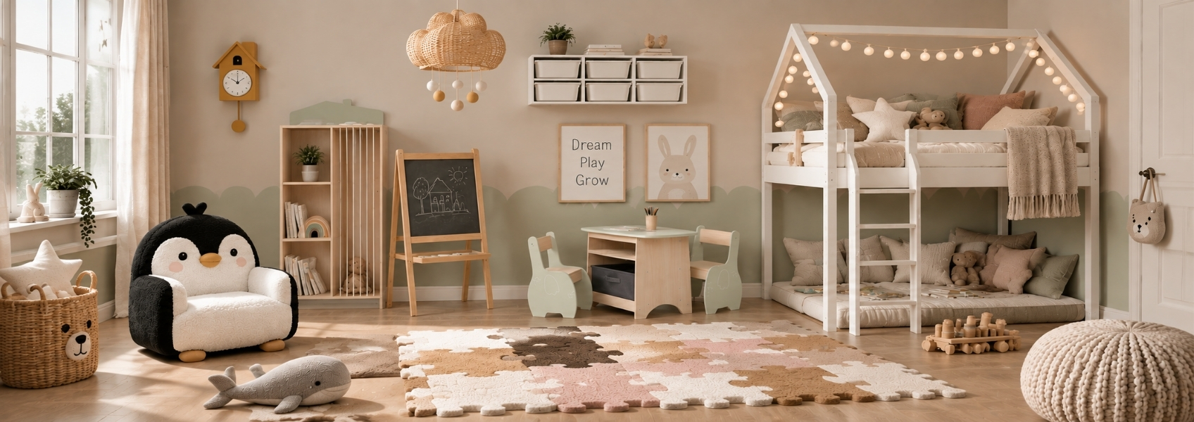 banner showing kids room setup